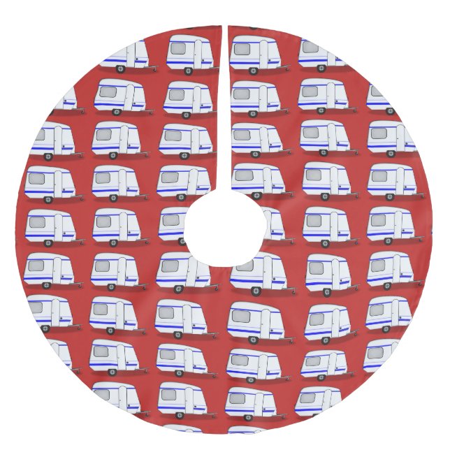 Tiny streamlined caravan Thunder_Cove any colour Brushed Polyester Tree Skirt (Front)