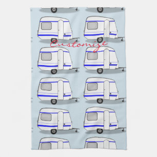 Tiny streamlined caravan Thunder_Cove any colour Tea Towel