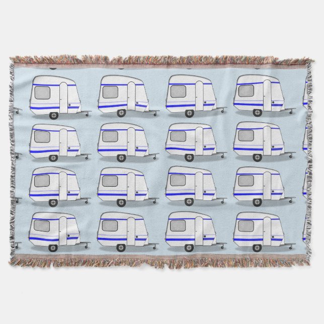Tiny streamlined caravan Thunder_Cove any colour Throw Blanket (Front)