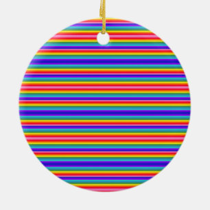 Tiny Stripes of Rainbow Colours Ceramic Tree Decoration