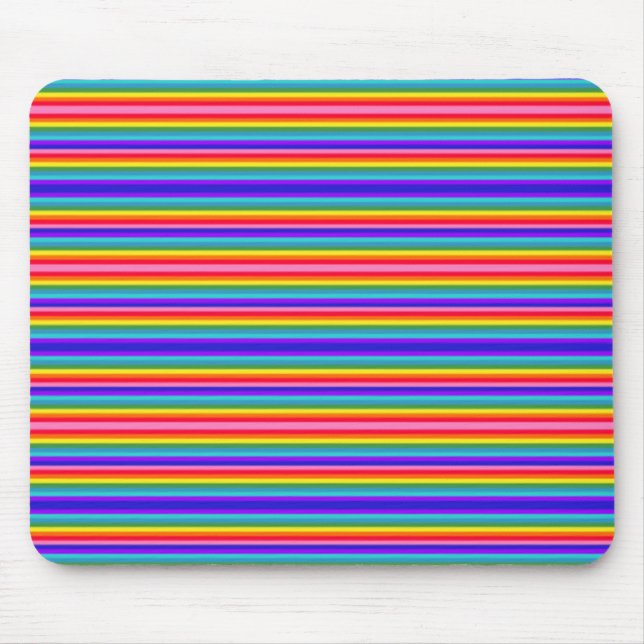 Tiny Stripes of Rainbow Colours Mouse Mat (Front)