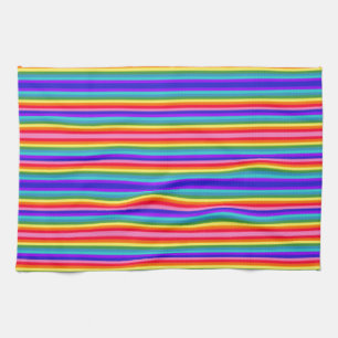 Tiny Stripes of Rainbow Colours Tea Towel