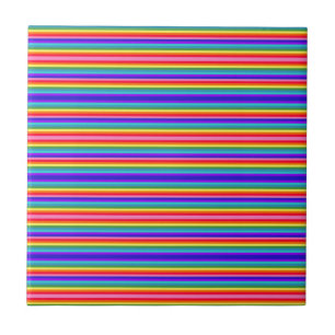 Tiny Stripes of Rainbow Colours Tile