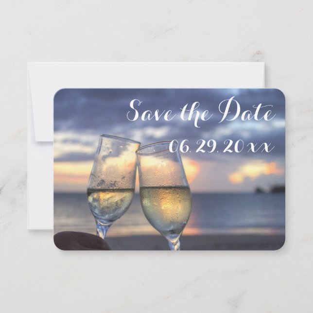 Tiny Sunset Beach Save The Date Flat Cards (Front)