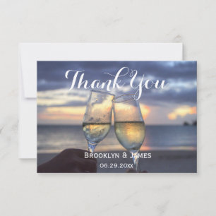 Tiny Sunset On Beach Wedding Thank You Card