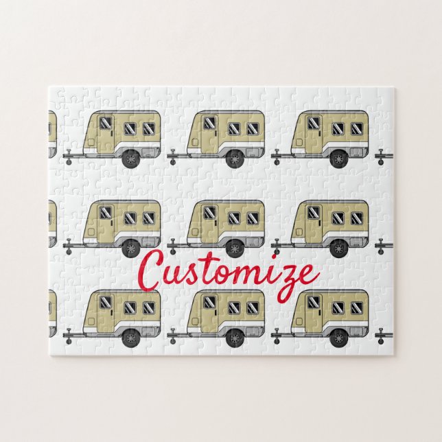 Tiny Tan Caravan Camper Thunder_Cove  Jigsaw Puzzle (Horizontal)
