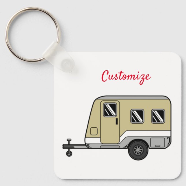 Tiny Tan Caravan Camper Thunder_Cove  Key Ring (Front)