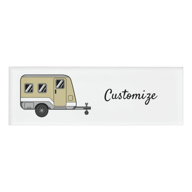 Tiny Tan Caravan Camper Thunder_Cove  Name Tag (Front)