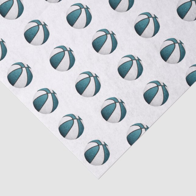 tiny teal white basketballs pattern tissue paper (Detail)