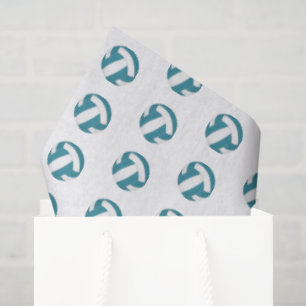 tiny teal white volleyballs pattern tissue paper