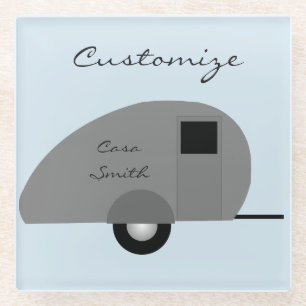 Tiny Teardrop Trailer Thunder_Cove Glass Coaster