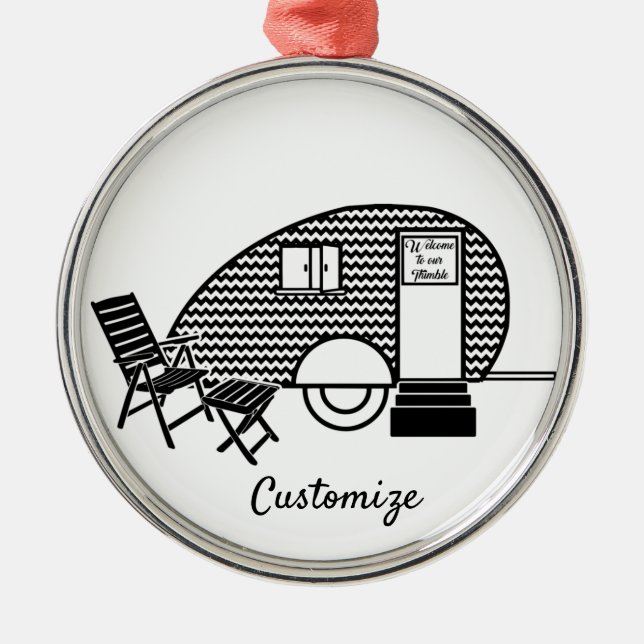 Tiny Teardrop Trailer Thunder_Cove Metal Tree Decoration (Front)
