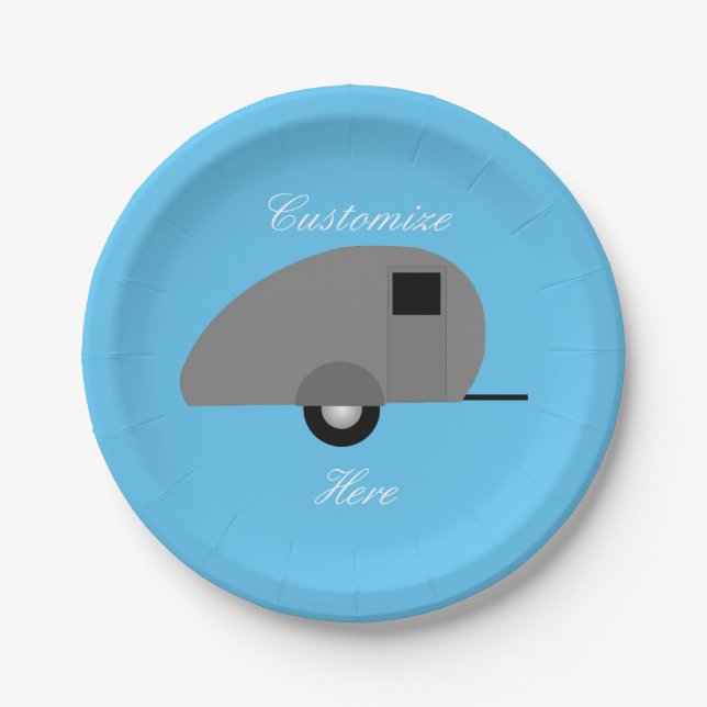 Tiny Teardrop Trailer Thunder_Cove Paper Plate (Front)