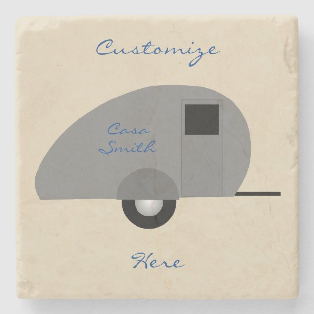 Tiny Teardrop Trailer Thunder_Cove Stone Coaster (Front)
