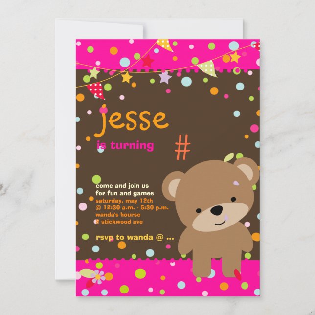 Tiny Teddy Bear/DIY background+text Invitation (Front)