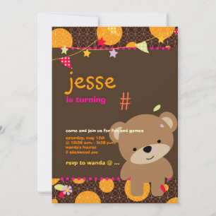 Tiny Teddy Bear Personalised Party Invitation
