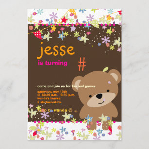 Tiny Teddy Bear Personalised Party Invitation