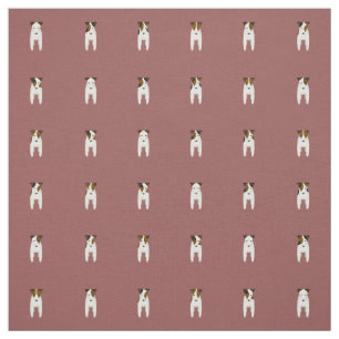 Tiny terriers Jack Russell dog pattern any colour Fabric