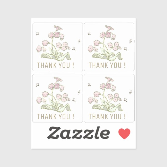 Tiny Thank You Stickers Wildflower Little Bees (Sheet)