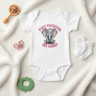 Tiny Thunder Big Heart Cute Elephant Baby Bodysuit