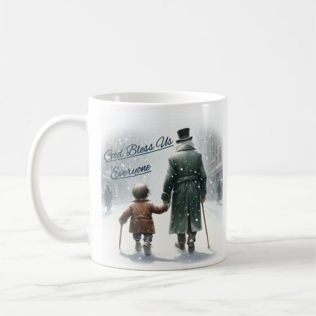 Tiny Tim and Scrooge Hand in Hand Coffee Mug (Left)