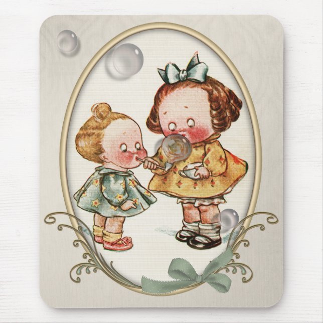 Tiny Toddlers Vintage Illustration Mousepad (Front)