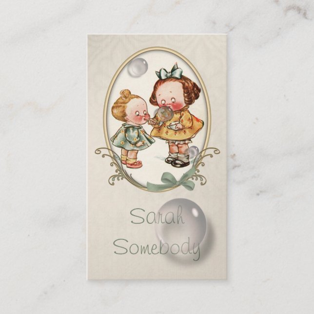 Tiny Toddlers Vintage Illustration Profile Card (Front)