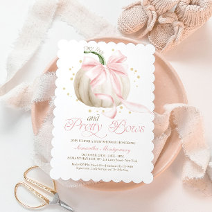 Tiny Toes and Pretty Bows Pumpkin Baby Shower Invitation
