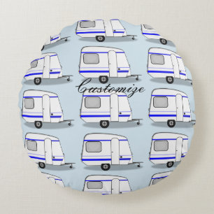 Tiny trailer gypsy caravan Thunder_Cove any colour Round Cushion