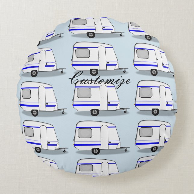 Tiny trailer gypsy caravan Thunder_Cove any colour Round Cushion (Front)