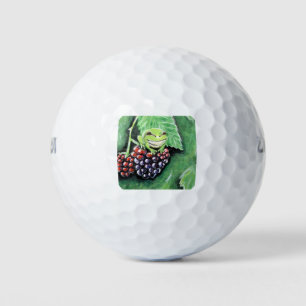 Tiny Tree Frog on a Blackberry Painting Golf Balls