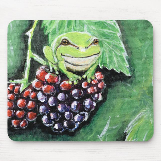 Tiny Tree Frog on a Blackberry Painting Mouse Mat (Front)