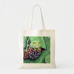 Tiny Tree Frog on a Blackberry Painting Tote Bag