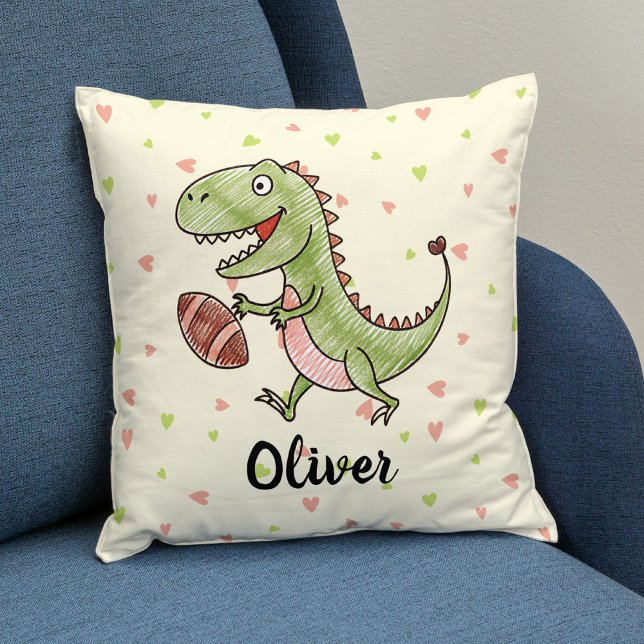 Tiny Trex Playing Football Personalised Cushion (Creator Uploaded)