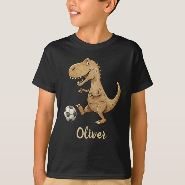 Tiny Trex Playing Soccer Personalised T-Shirt (Front)