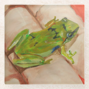 Tiny Tropical Frog Glass Coaster
