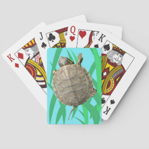 Tiny Turtle (Tortoise) on Green Grass Illustration Playing Cards