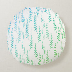 Tiny Twigs with Leaves Round Cushion