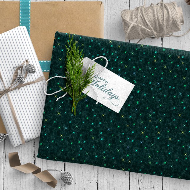 Tiny Twinkling Stars on Dark Teal ID878 Wrapping Paper (Creator Uploaded)