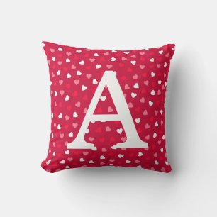 Tiny Valentine Hearts in Red White Pink Cushion