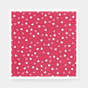 Tiny Valentine Hearts in Red White Pink Napkin
