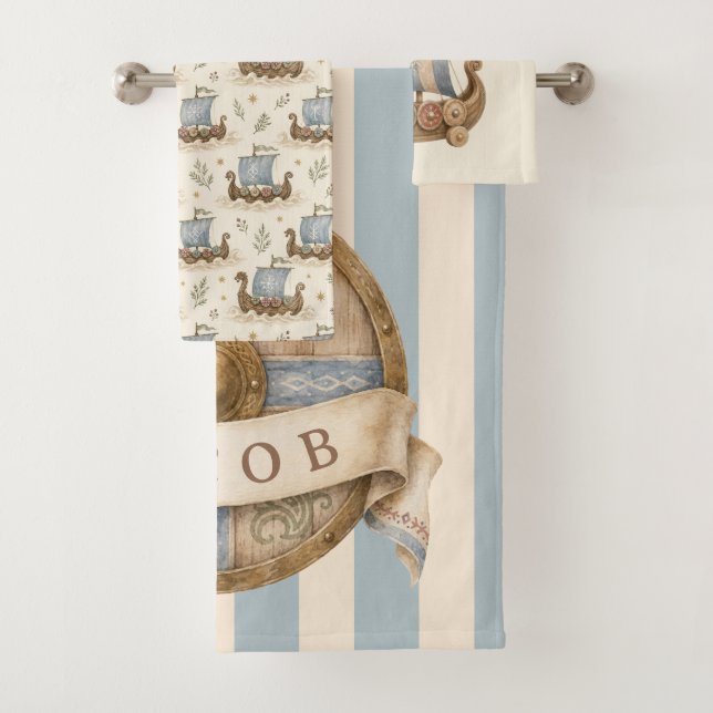 Tiny Viking Baby Nursery Bath Towel Set (Insitu)