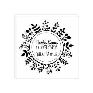 TINY VINES Circular Return Address Stamp