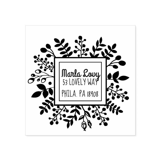 TINY VINES Square Return Address Stamp (Imprint)