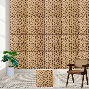 Tiny Warm Brown Paw Print Pattern Tile