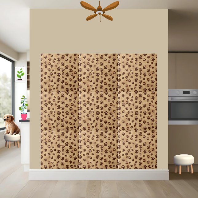 Tiny Warm Brown Paw Print Pattern Tile (Creator Uploaded)