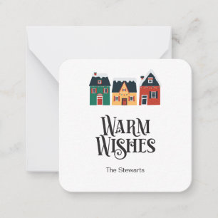 Tiny Warm Wishes Card, Holiday Christmas Village Card