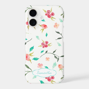 Tiny Watercolor Floral Pattern with Name