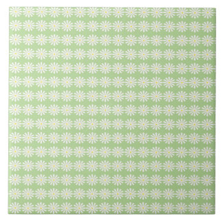 Tiny White daisies on mint green Tile