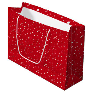 Tiny White Stars on Red Christmas Large Gift Bag